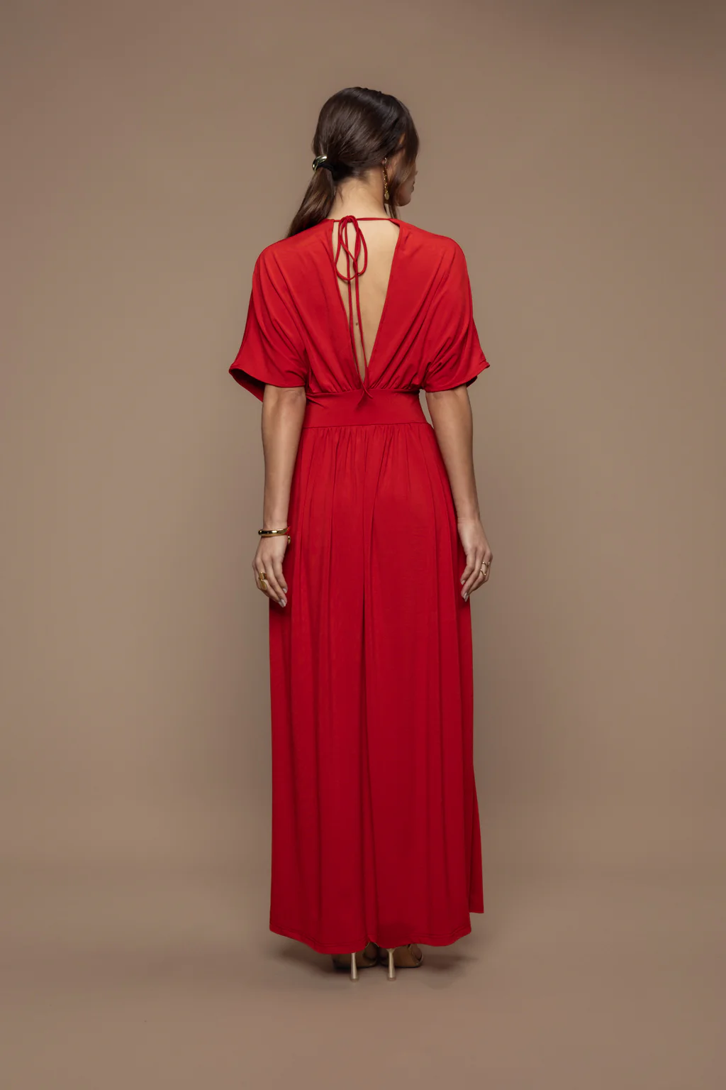 Robe charmeuse rouge brique - Image 5